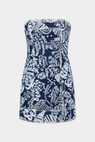 Abito in denim Rebel Hibiscus con lavaggio scuro
