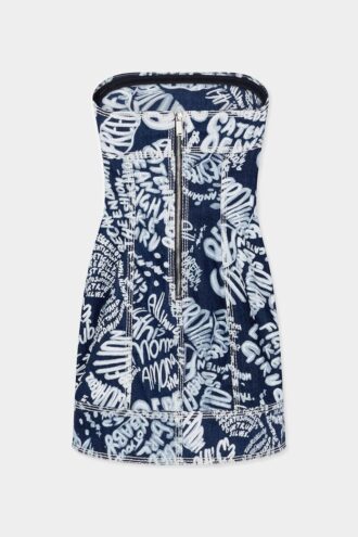 Abito in denim Rebel Hibiscus con lavaggio scuro
