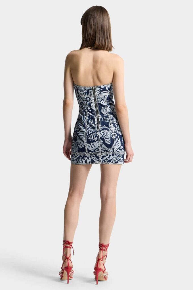 Abito in denim Rebel Hibiscus con lavaggio scuro