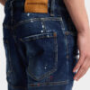 Biker Jean con lavaggio a macchie rosse medie Biker Jean con lavaggio a macchie rosse medie
