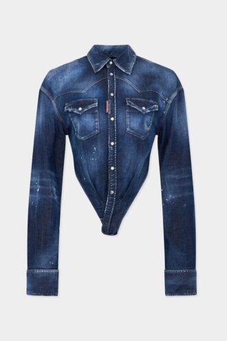 Camicia in denim Night Whisper dal taglio profondo