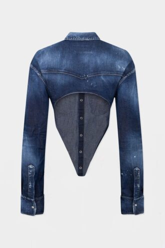 Camicia in denim Night Whisper dal taglio profondo