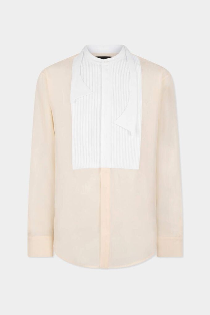 Camicia in seta con spalline scese e papillon Camicia in seta con spalline scese e papillon