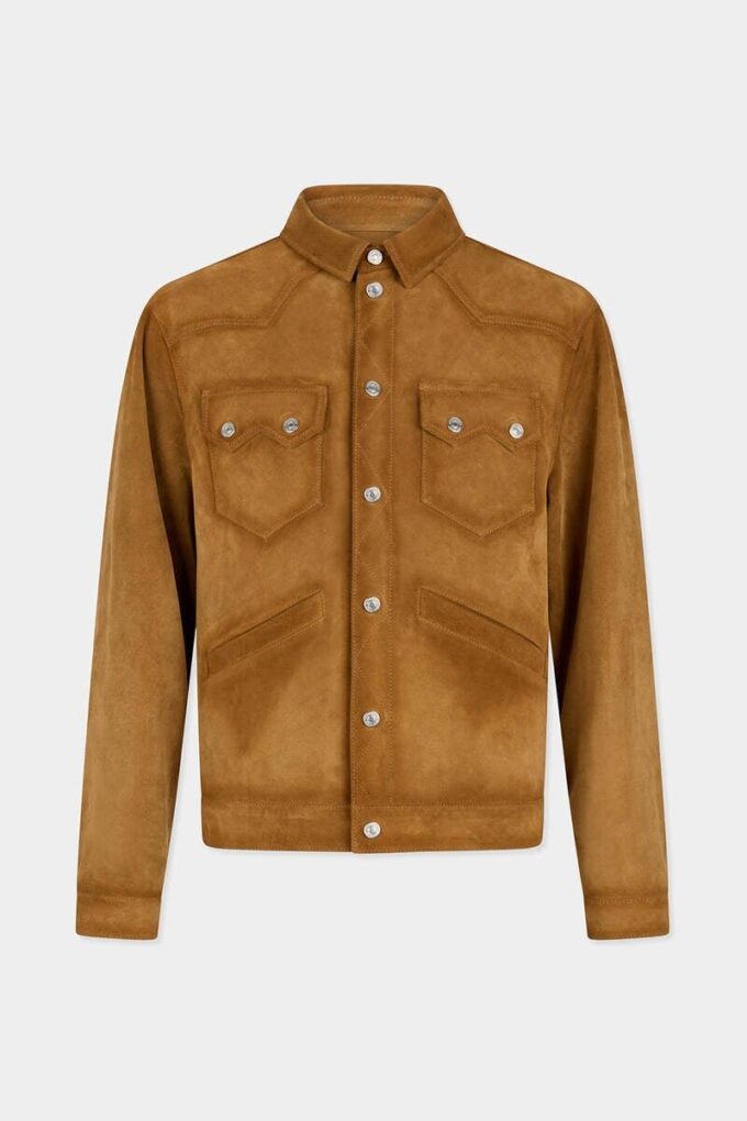 Camicia squadrata in pelle scamosciata Camicia squadrata in pelle scamosciata