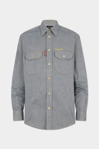 Camicia vintage canadese in denim a righe Camicia vintage canadese in denim a righe