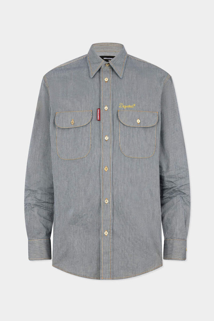 Camicia vintage canadese in denim a righe Camicia vintage canadese in denim a righe