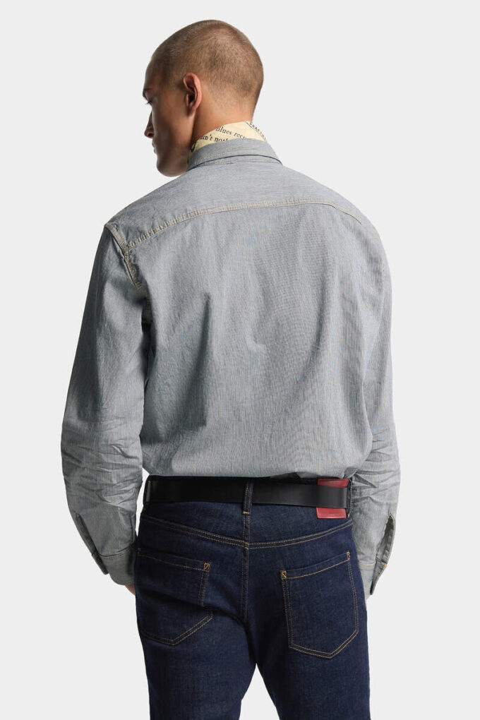 Camicia vintage canadese in denim a righe Camicia vintage canadese in denim a righe