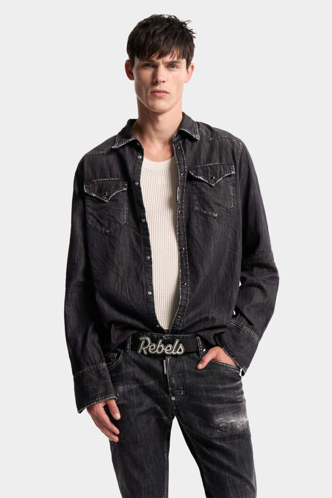 Camicia western lavata nera Camicia western lavata nera