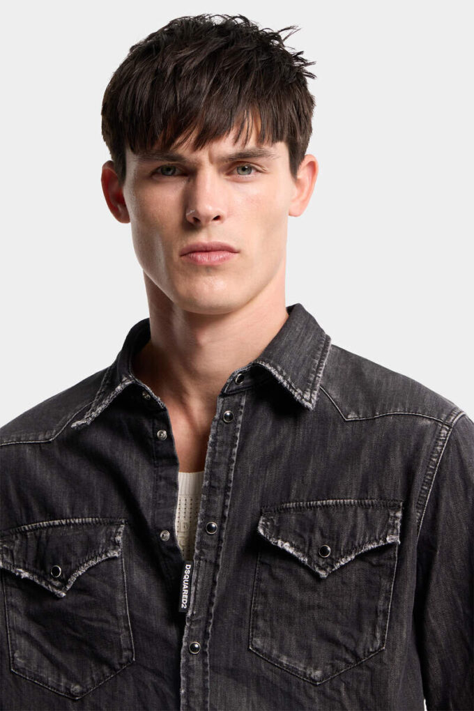 Camicia western lavata nera Camicia western lavata nera