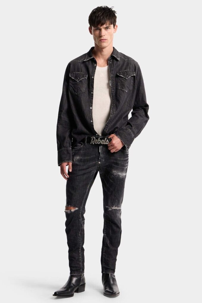 Camicia western lavata nera Camicia western lavata nera