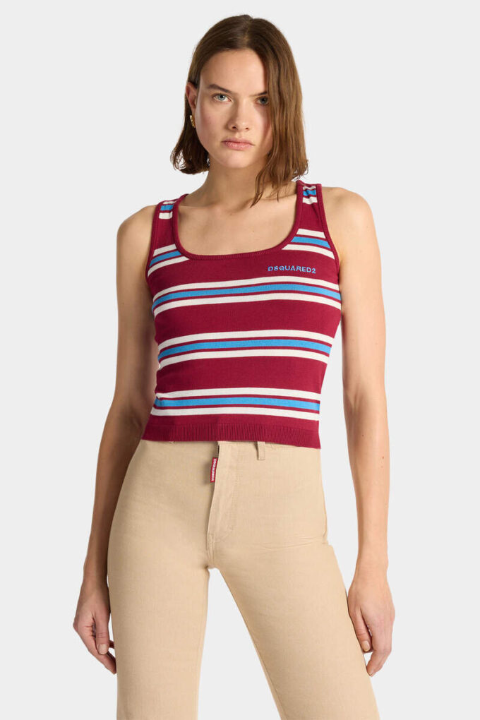 Canotta in maglia a righe Canotta in maglia a righe