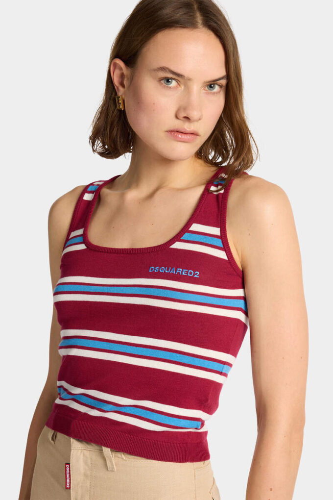 Canotta in maglia a righe Canotta in maglia a righe