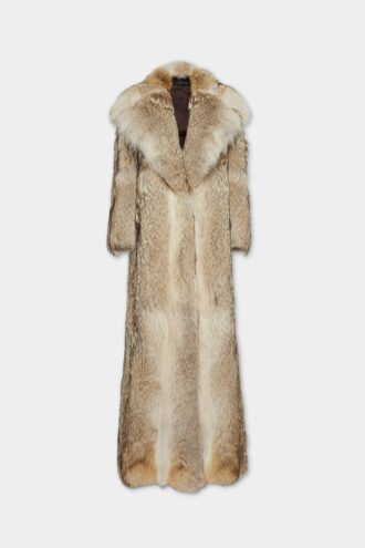 Cappotto in pelliccia sintetica color coyote