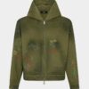 Cappotto Kaban con cappuccio e motivi scarabocchiati fatti a mano