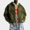 Cappotto Kaban con cappuccio e motivi scarabocchiati fatti a mano