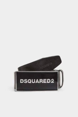 Cintura Dsquared2 con placca con logo tono su tono