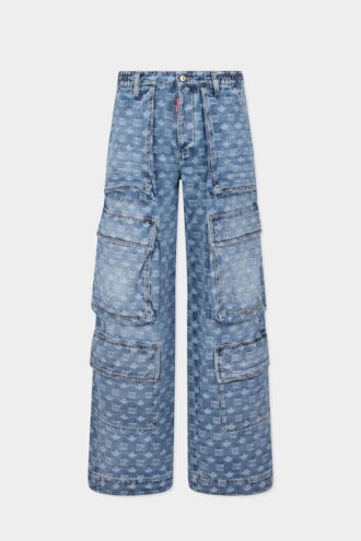 D2 Jeans cargo Monogram lavaggio chiaro