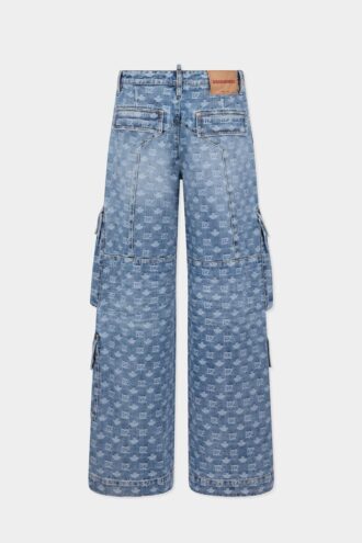 D2 Jeans cargo Monogram lavaggio chiaro