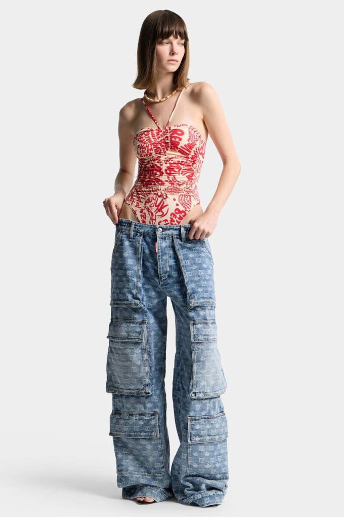 D2 Jeans cargo Monogram lavaggio chiaro D2 Jeans cargo Monogram lavaggio chiaro