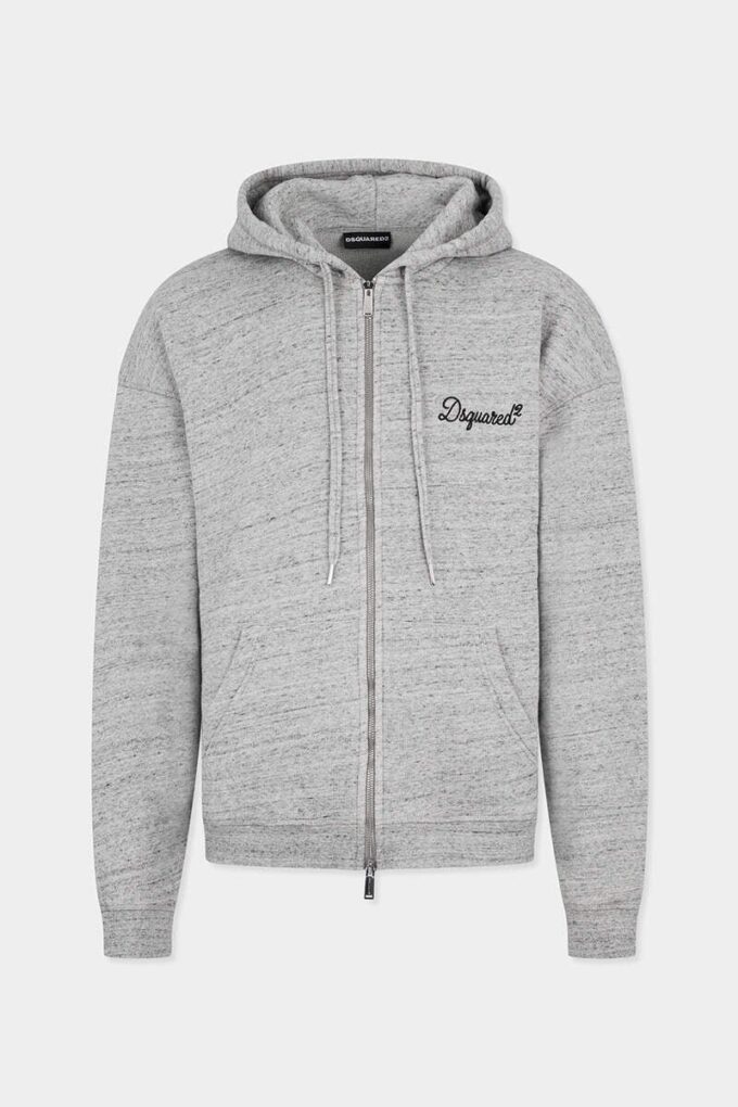 Felpa con cappuccio e zip dalla vestibilità comoda, firma Dsquared2