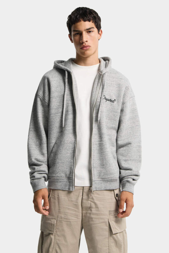 Felpa con cappuccio e zip dalla vestibilità comoda, firma Dsquared2