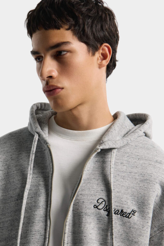 Felpa con cappuccio e zip dalla vestibilità comoda, firma Dsquared2