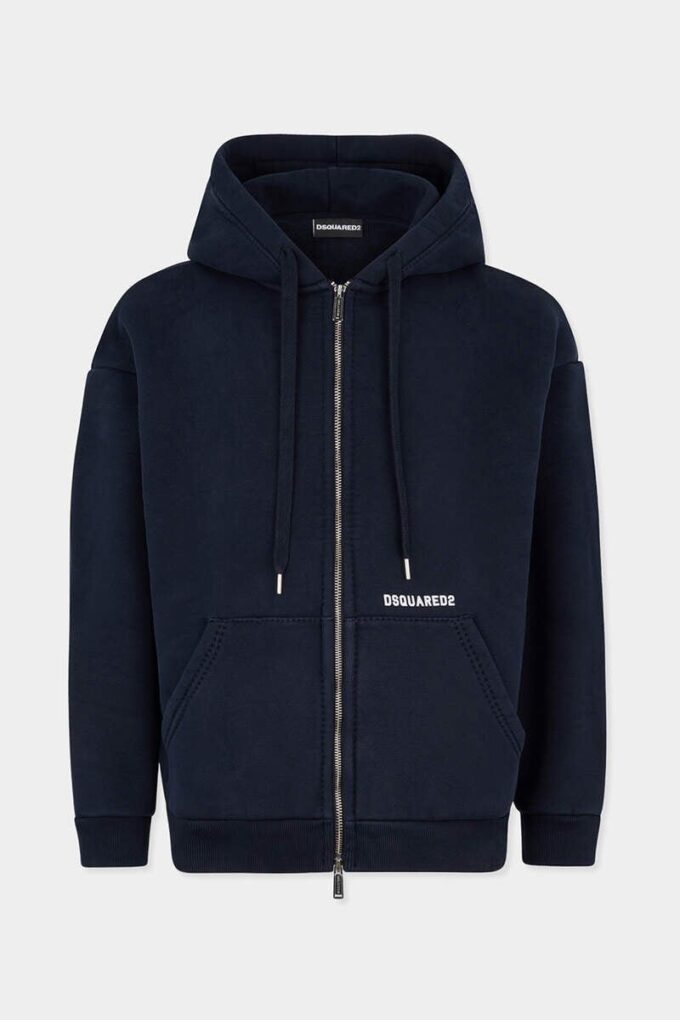 Felpa con cappuccio e zip Dsquared2 Logo, vestibilità boyfriend Felpa con cappuccio e zip Dsquared2 Logo, vestibilità boyfriend
