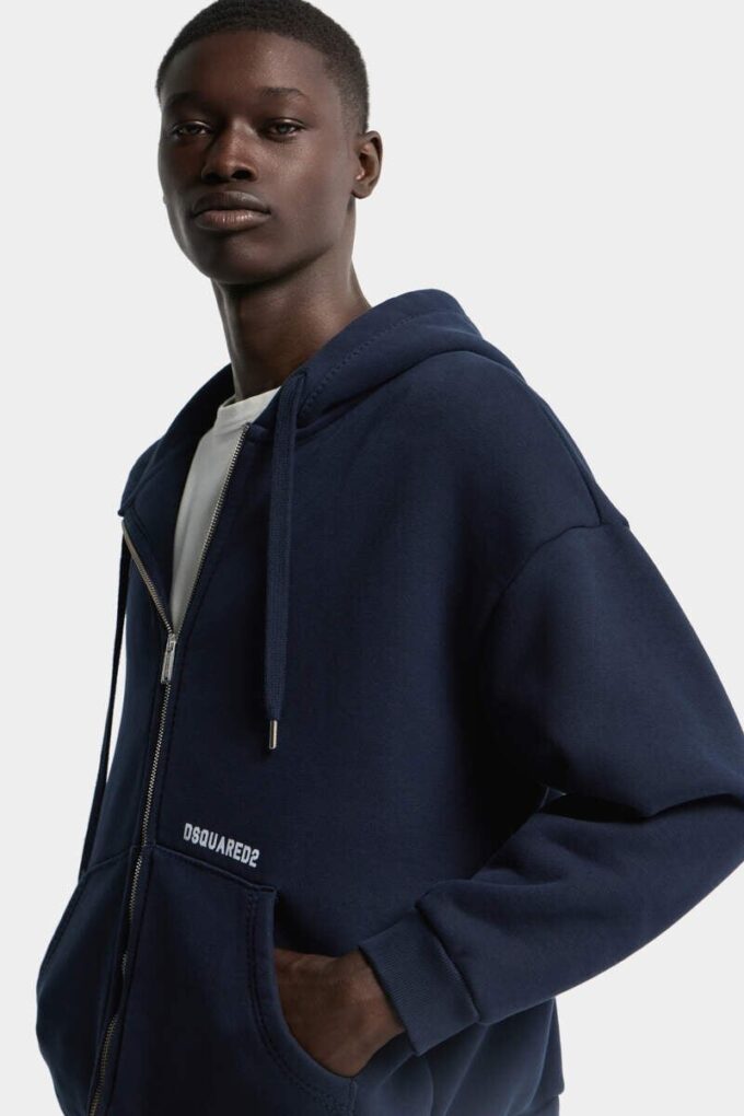 Felpa con cappuccio e zip Dsquared2 Logo, vestibilità boyfriend Felpa con cappuccio e zip Dsquared2 Logo, vestibilità boyfriend