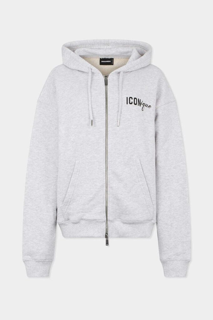 Felpa con cappuccio e zip Iconique Boyfriend Fit