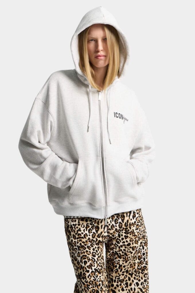 Felpa con cappuccio e zip Iconique Boyfriend Fit