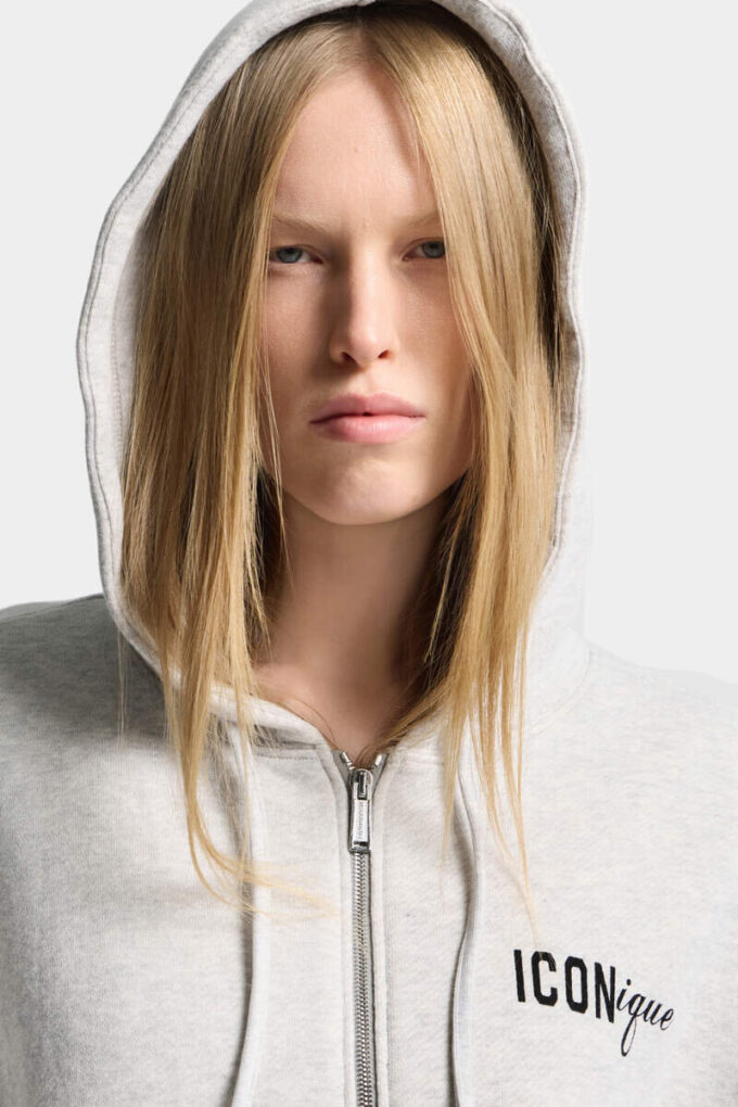 Felpa con cappuccio e zip Iconique Boyfriend Fit