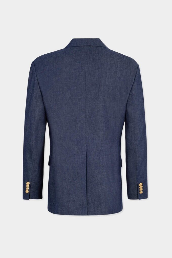 Giacca blazer in denim a doppio petto Giacca blazer in denim a doppio petto