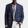 Giacca blazer in denim a doppio petto Giacca blazer in denim a doppio petto