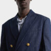 Giacca blazer in denim a doppio petto Giacca blazer in denim a doppio petto
