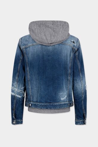Giacca di jeans con lavaggio strappato medio