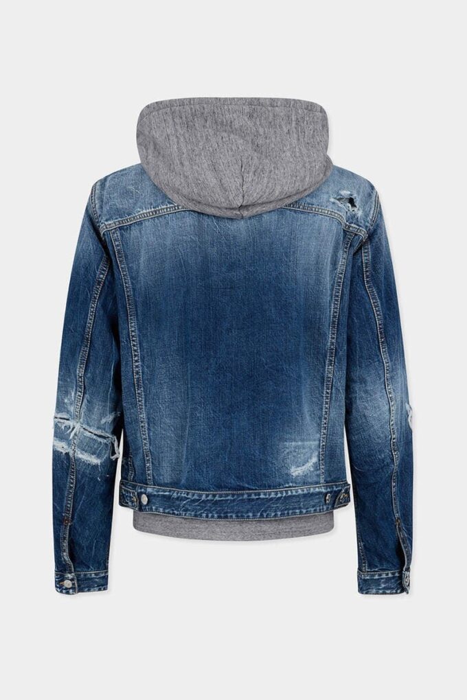 Giacca di jeans con lavaggio strappato medio Giacca di jeans con lavaggio strappato medio