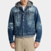 Giacca di jeans con lavaggio strappato medio Giacca di jeans con lavaggio strappato medio