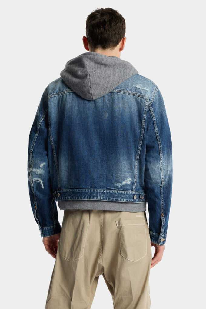 Giacca di jeans con lavaggio strappato medio Giacca di jeans con lavaggio strappato medio