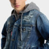 Giacca di jeans con lavaggio strappato medio Giacca di jeans con lavaggio strappato medio