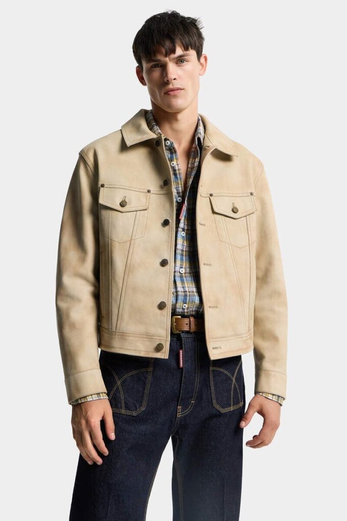Giacca di jeans in pelle Giacca di jeans in pelle