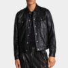 Giacca di jeans squadrata in pelle Giacca di jeans squadrata in pelle