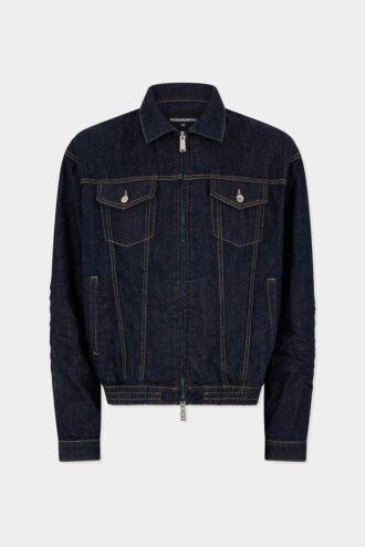 Giacca in jeans con coulisse, lavaggio scuro
