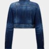 Giacca in jeans Dean con lavaggio a macchie rosse medie Giacca in jeans Dean con lavaggio a macchie rosse medie