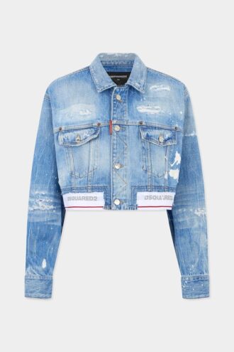 Giacca in Jeans squadrata con lavaggio chiaro