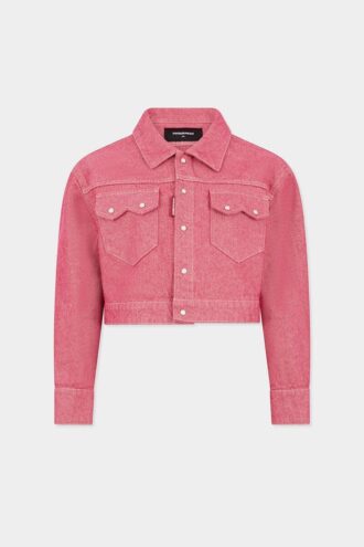 Giacca jeans squadrata in denim Oxford