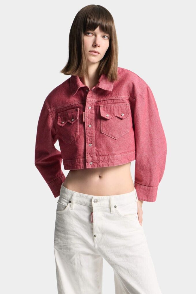 Giacca jeans squadrata in denim Oxford Giacca jeans squadrata in denim Oxford