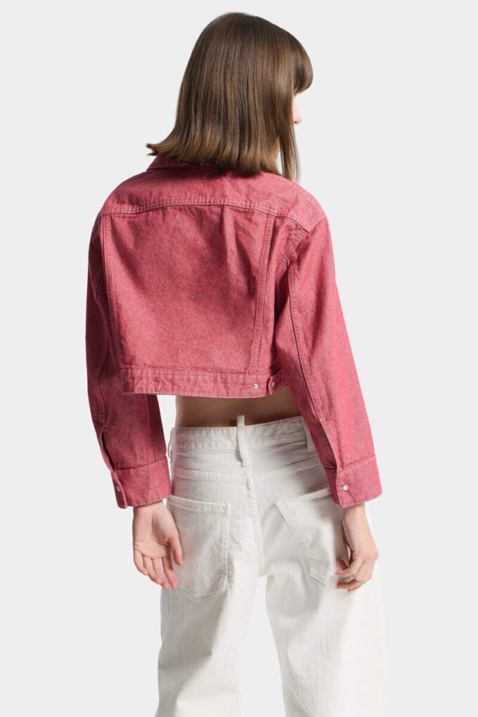Giacca jeans squadrata in denim Oxford Giacca jeans squadrata in denim Oxford