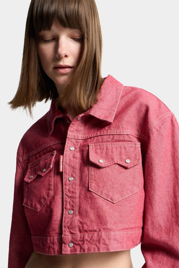 Giacca jeans squadrata in denim Oxford Giacca jeans squadrata in denim Oxford