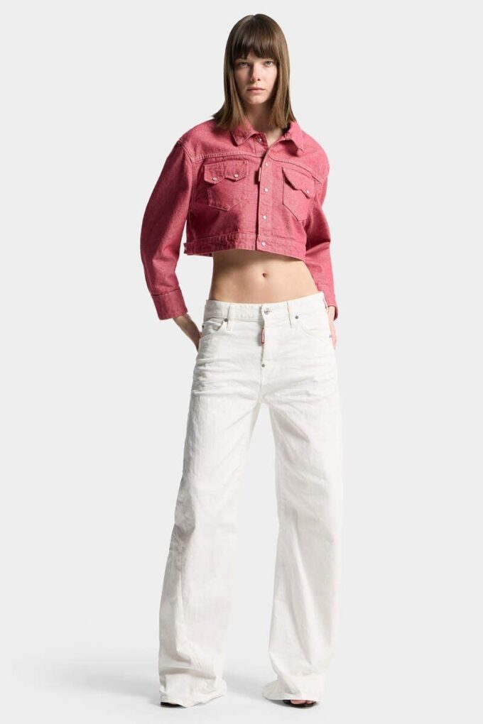 Giacca jeans squadrata in denim Oxford Giacca jeans squadrata in denim Oxford