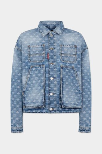 Giacca utility in Jeans con lavaggio chiaro